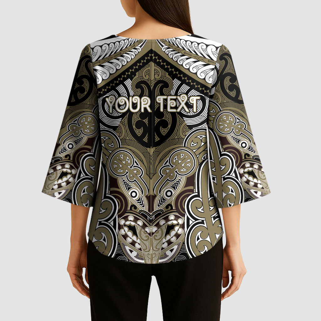 Aotearoa Iwi Waikato Tainui Personalised Kimono Sleeve Blouse Maori Kowhaiwhai Pattern