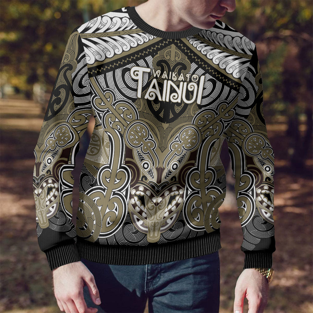Aotearoa Iwi Waikato Tainui Personalised Ugly Christmas Sweater Maori Kowhaiwhai Pattern