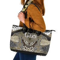 Aotearoa Iwi Waikato Tainui Leather Tote Bag Maori Kowhaiwhai Pattern