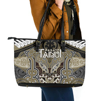 Aotearoa Iwi Waikato Tainui Leather Tote Bag Maori Kowhaiwhai Pattern