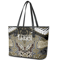 Aotearoa Iwi Waikato Tainui Leather Tote Bag Maori Kowhaiwhai Pattern