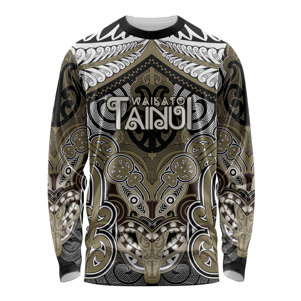 Aotearoa Iwi Waikato Tainui Personalised Long Sleeve Shirt Maori Kowhaiwhai Pattern
