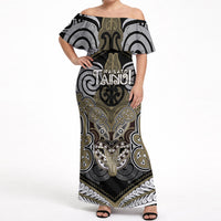 Aotearoa Iwi Waikato Tainui Personalised Off Shoulder Maxi Dress Maori Kowhaiwhai Pattern