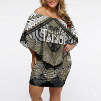 Aotearoa Iwi Waikato Tainui Personalised Off Shoulder Short Dress Maori Kowhaiwhai Pattern