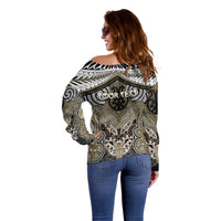 Aotearoa Iwi Waikato Tainui Personalised Off Shoulder Sweater Maori Kowhaiwhai Pattern