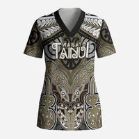 Aotearoa Iwi Waikato Tainui Personalised Scrub Top Maori Kowhaiwhai Pattern
