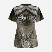 Aotearoa Iwi Waikato Tainui Personalised Scrub Top Maori Kowhaiwhai Pattern