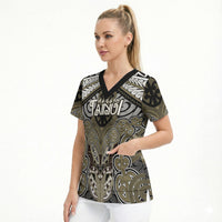 Aotearoa Iwi Waikato Tainui Personalised Scrub Top Maori Kowhaiwhai Pattern