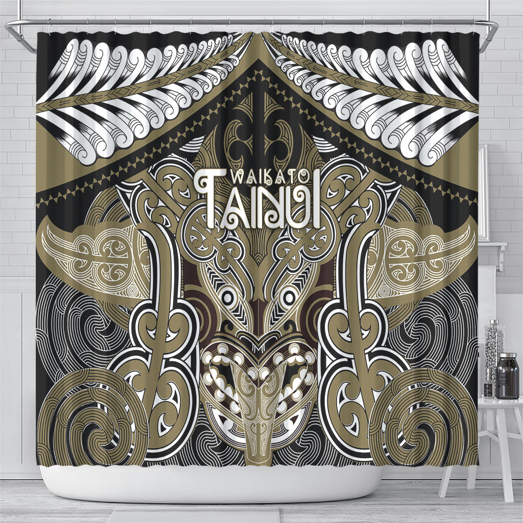 Aotearoa Iwi Waikato Tainui Shower Curtain Maori Kowhaiwhai Pattern