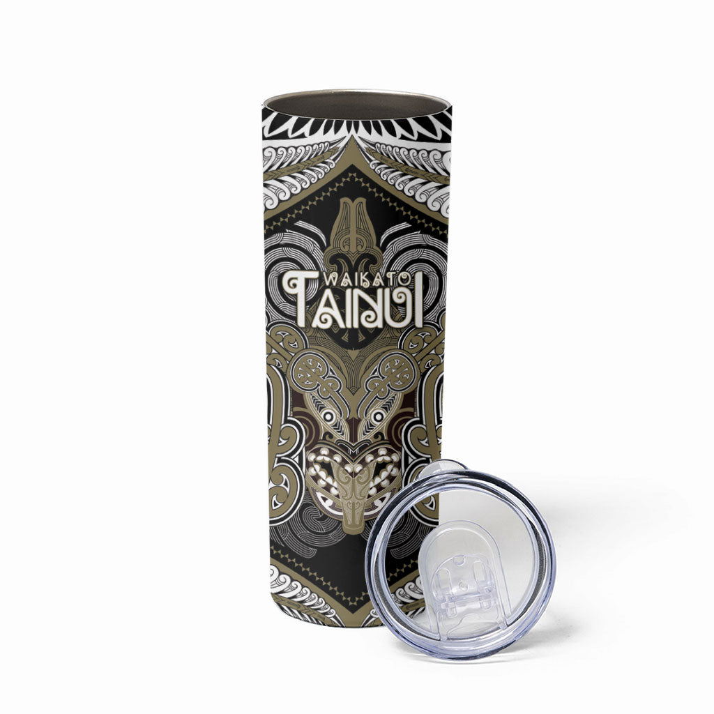 Aotearoa Iwi Waikato Tainui Personalised Skinny Tumbler Maori Kowhaiwhai Pattern