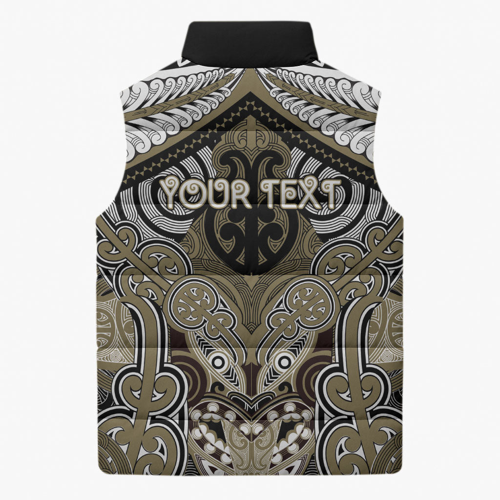 Aotearoa Iwi Waikato Tainui Personalised Sleeveless Puffer Jacket Maori Kowhaiwhai Pattern