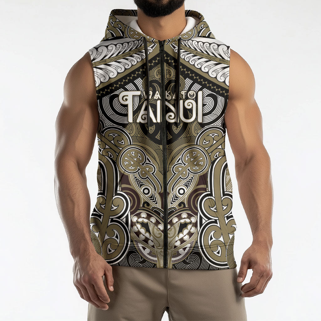 Aotearoa Iwi Waikato Tainui Personalised Sleeveless Zip Hoodie Maori Kowhaiwhai Pattern