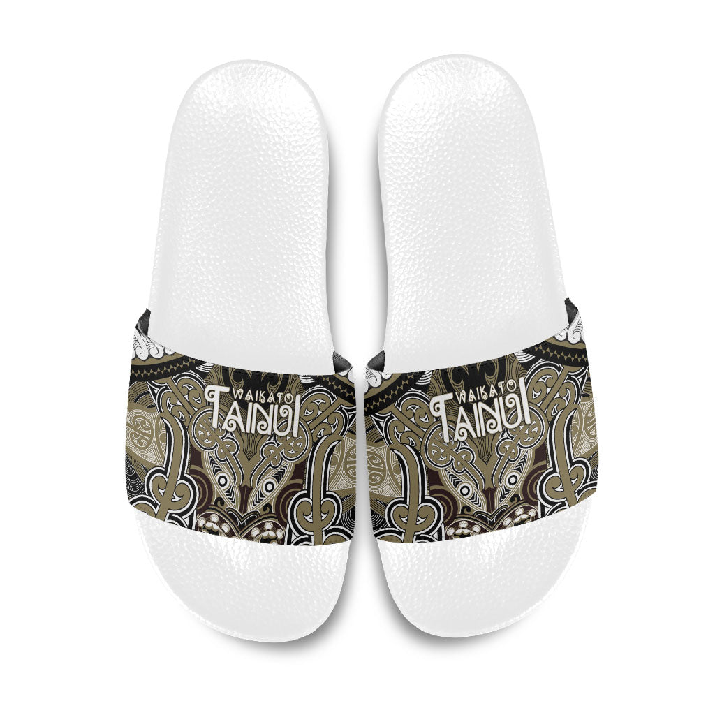 Aotearoa Iwi Waikato Tainui Slide Sandals Maori Kowhaiwhai Pattern