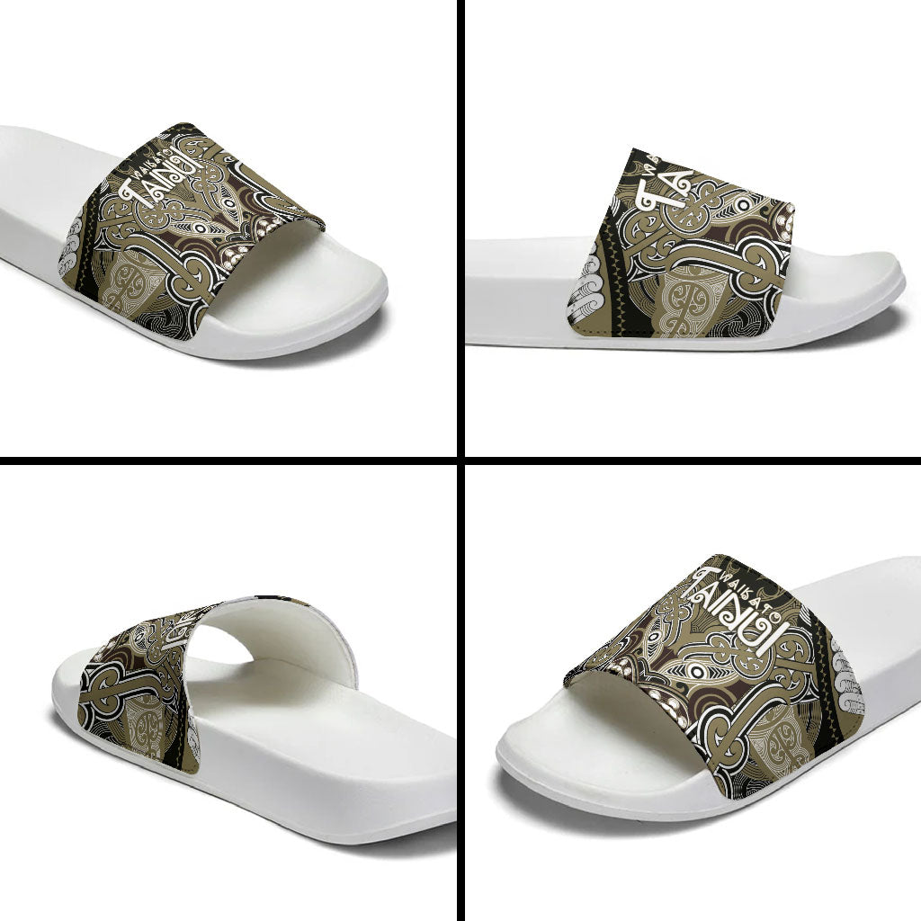 Aotearoa Iwi Waikato Tainui Slide Sandals Maori Kowhaiwhai Pattern
