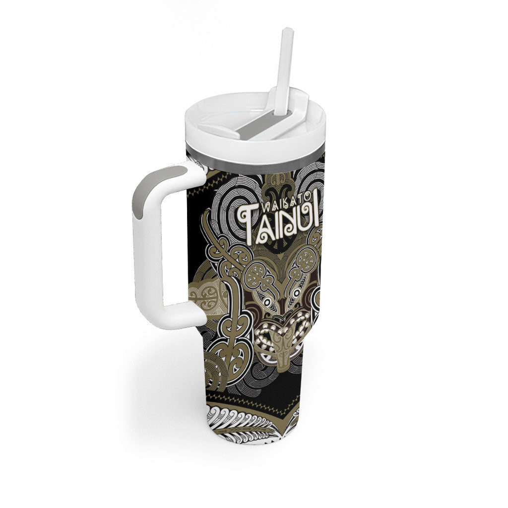 Aotearoa Iwi Waikato Tainui Personalised Tumbler With Handle Maori Kowhaiwhai Pattern
