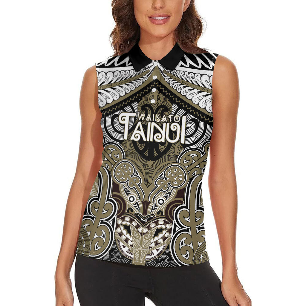 Aotearoa Iwi Waikato Tainui Personalised Women Sleeveless Polo Shirt Maori Kowhaiwhai Pattern