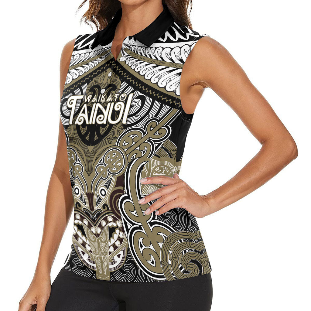 Aotearoa Iwi Waikato Tainui Personalised Women Sleeveless Polo Shirt Maori Kowhaiwhai Pattern