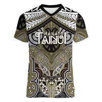 Aotearoa Iwi Waikato Tainui Personalised Women V-Neck T-Shirt Maori Kowhaiwhai Pattern