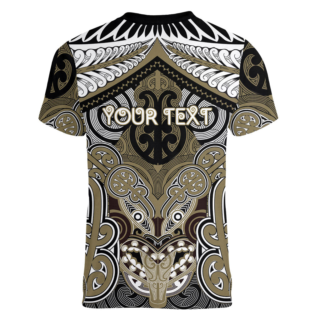 Aotearoa Iwi Waikato Tainui Personalised Women V-Neck T-Shirt Maori Kowhaiwhai Pattern