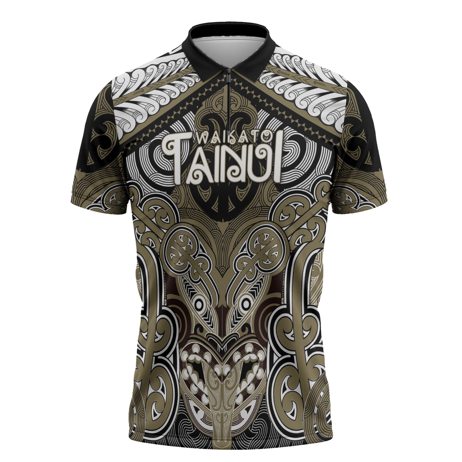 Aotearoa Iwi Waikato Tainui Personalised Zipper Polo Shirt Maori Kowhaiwhai Pattern