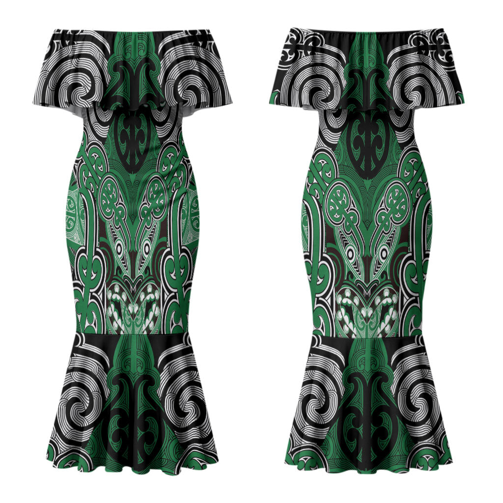 Aotearoa Iwi Ngati Maniapoto Personalised Couples Matching Mermaid Dress and Hawaiian Shirt Maori Kowhaiwhai Pattern