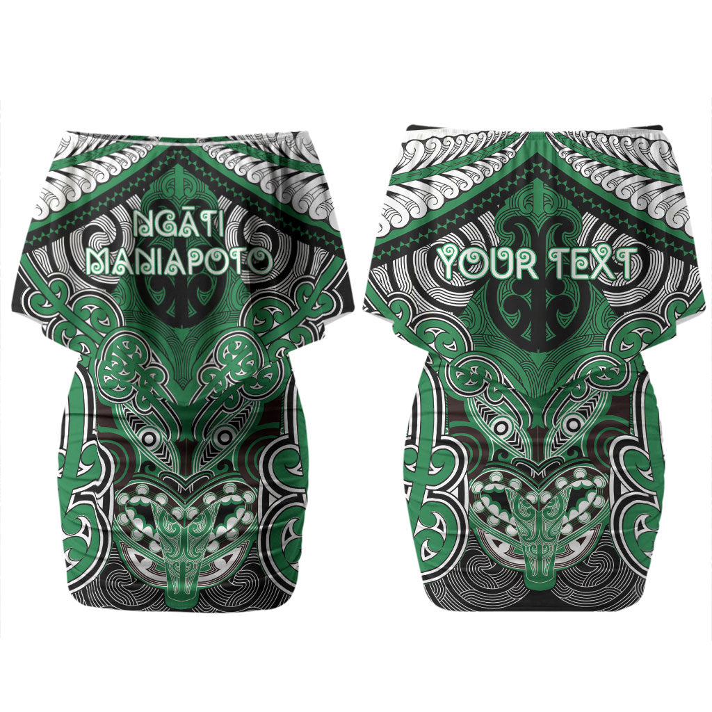 Aotearoa Iwi Ngati Maniapoto Personalised Couples Matching Off Shoulder Short Dress and Long Sleeve Button Shirt Maori Kowhaiwhai Pattern