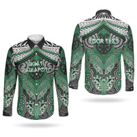 Aotearoa Iwi Ngati Maniapoto Personalised Couples Matching Off The Shoulder Long Sleeve Dress and Long Sleeve Button Shirt Maori Kowhaiwhai Pattern