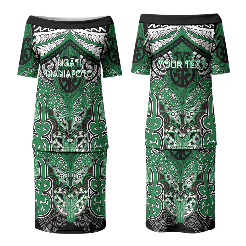 Aotearoa Iwi Ngati Maniapoto Personalised Couples Matching Puletasi and Hawaiian Shirt Maori Kowhaiwhai Pattern