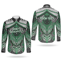 Aotearoa Iwi Ngati Maniapoto Personalised Couples Matching Short Sleeve Bodycon Dress and Long Sleeve Button Shirt Maori Kowhaiwhai Pattern