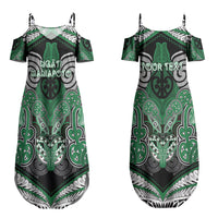 Aotearoa Iwi Ngati Maniapoto Personalised Couples Matching Summer Maxi Dress and Hawaiian Shirt Maori Kowhaiwhai Pattern