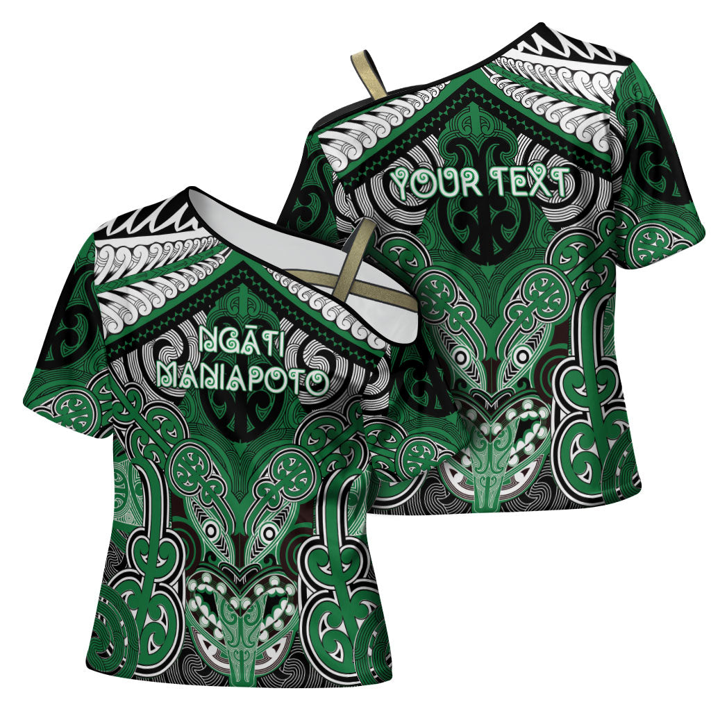 Aotearoa Iwi Ngati Maniapoto Personalised Cross Shoulder Shirt Maori Kowhaiwhai Pattern