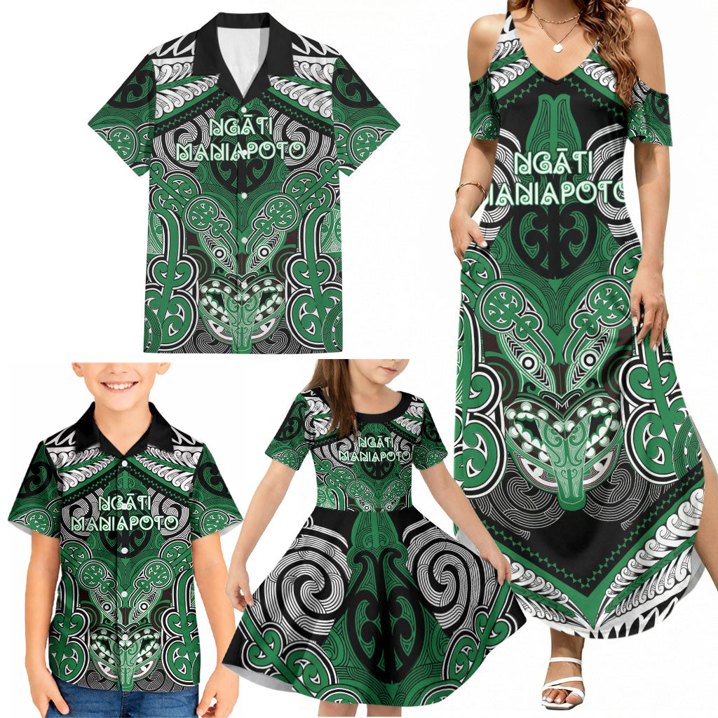 Aotearoa Iwi Ngati Maniapoto Personalised Family Matching Summer Maxi Dress and Hawaiian Shirt Maori Kowhaiwhai Pattern
