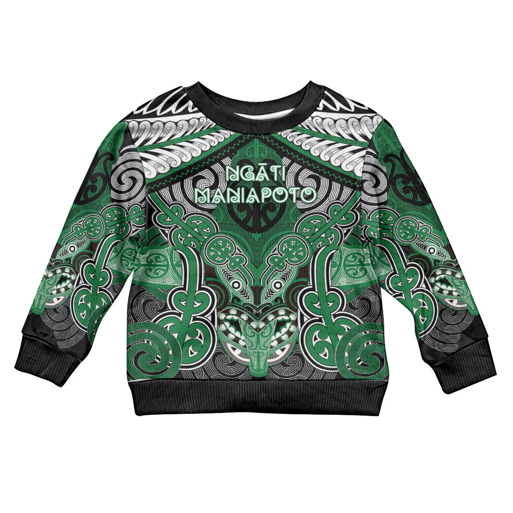 Aotearoa Iwi Ngati Maniapoto Personalised Kid Ugly Christmas Sweater Maori Kowhaiwhai Pattern