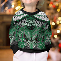 Aotearoa Iwi Ngati Maniapoto Personalised Kid Ugly Christmas Sweater Maori Kowhaiwhai Pattern
