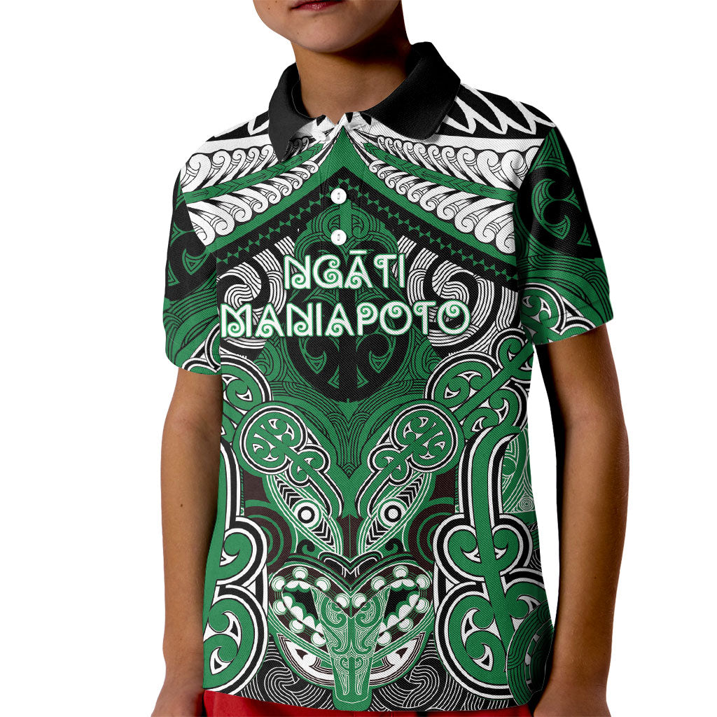 Aotearoa Iwi Ngati Maniapoto Personalised Kid Polo Shirt Maori Kowhaiwhai Pattern