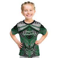 Aotearoa Iwi Ngati Maniapoto Personalised Kid T Shirt Maori Kowhaiwhai Pattern