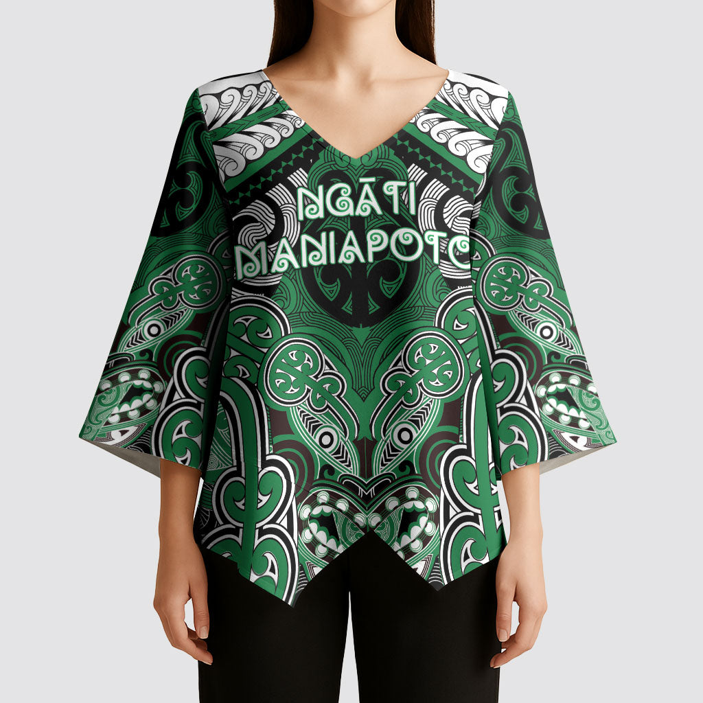 Aotearoa Iwi Ngati Maniapoto Personalised Kimono Sleeve Blouse Maori Kowhaiwhai Pattern