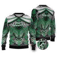 Aotearoa Iwi Ngati Maniapoto Personalised Ugly Christmas Sweater Maori Kowhaiwhai Pattern