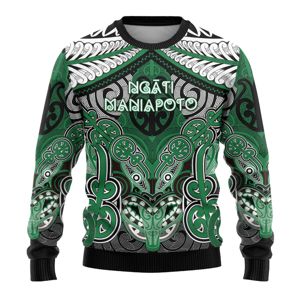 Aotearoa Iwi Ngati Maniapoto Personalised Ugly Christmas Sweater Maori Kowhaiwhai Pattern