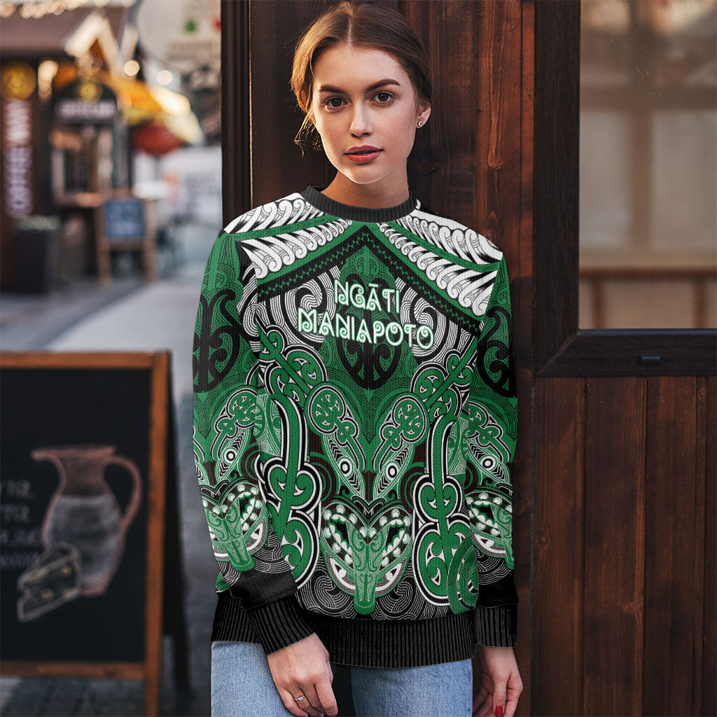 Aotearoa Iwi Ngati Maniapoto Personalised Ugly Christmas Sweater Maori Kowhaiwhai Pattern