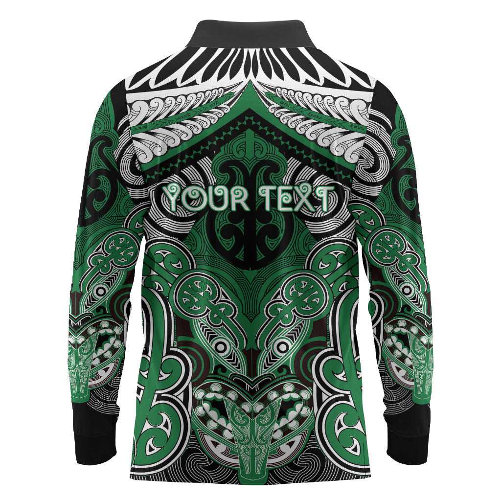 Aotearoa Iwi Ngati Maniapoto Personalised Long Sleeve Polo Shirt Maori Kowhaiwhai Pattern