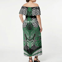 Aotearoa Iwi Ngati Maniapoto Personalised Off Shoulder Maxi Dress Maori Kowhaiwhai Pattern