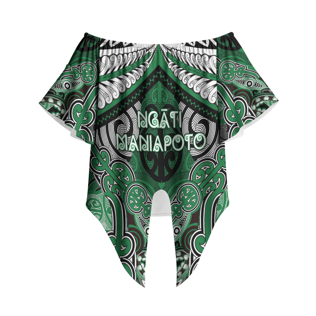 Aotearoa Iwi Ngati Maniapoto Personalised Off Shoulder Wrap Waist Top Maori Kowhaiwhai Pattern