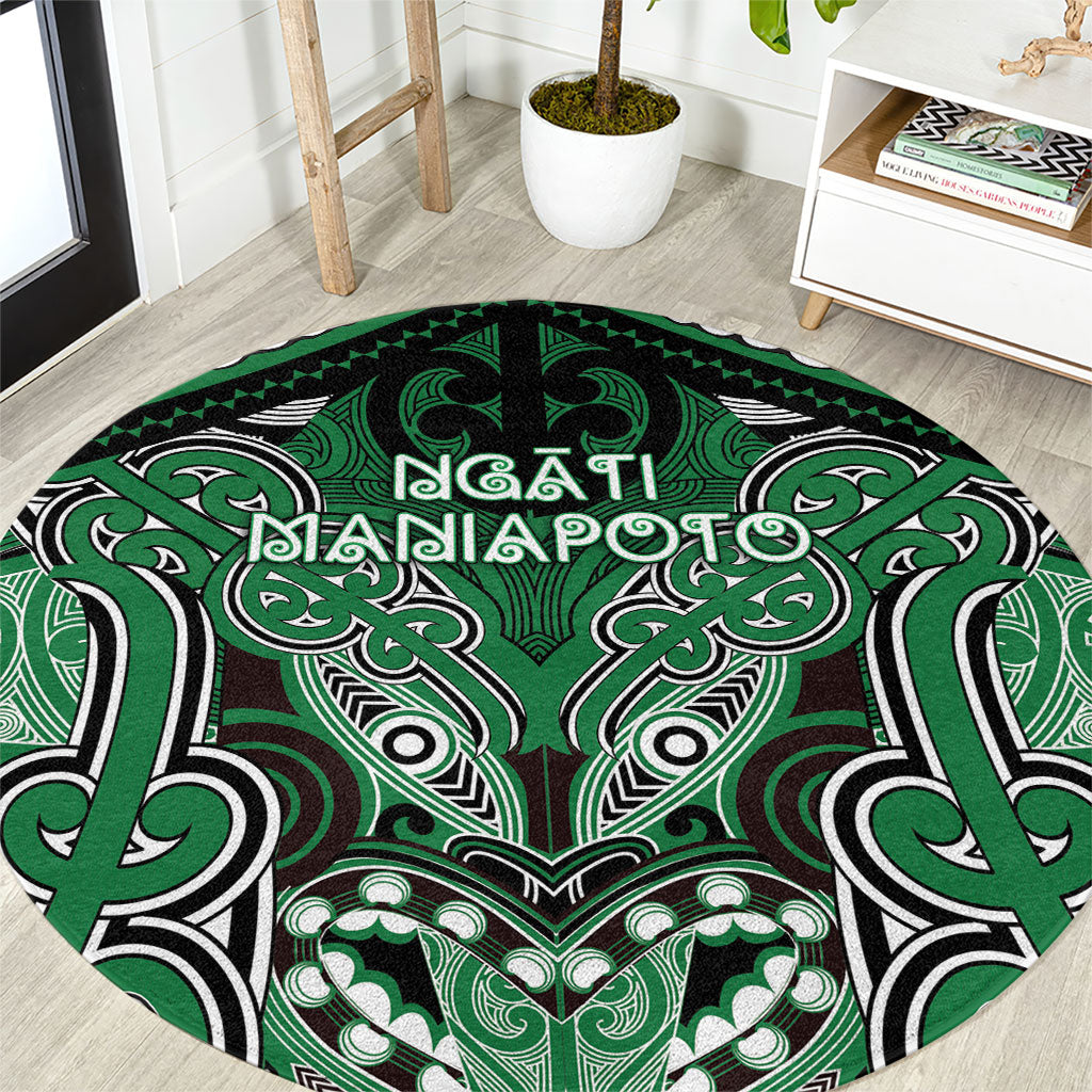 Aotearoa Iwi Ngati Maniapoto Round Carpet Maori Kowhaiwhai Pattern