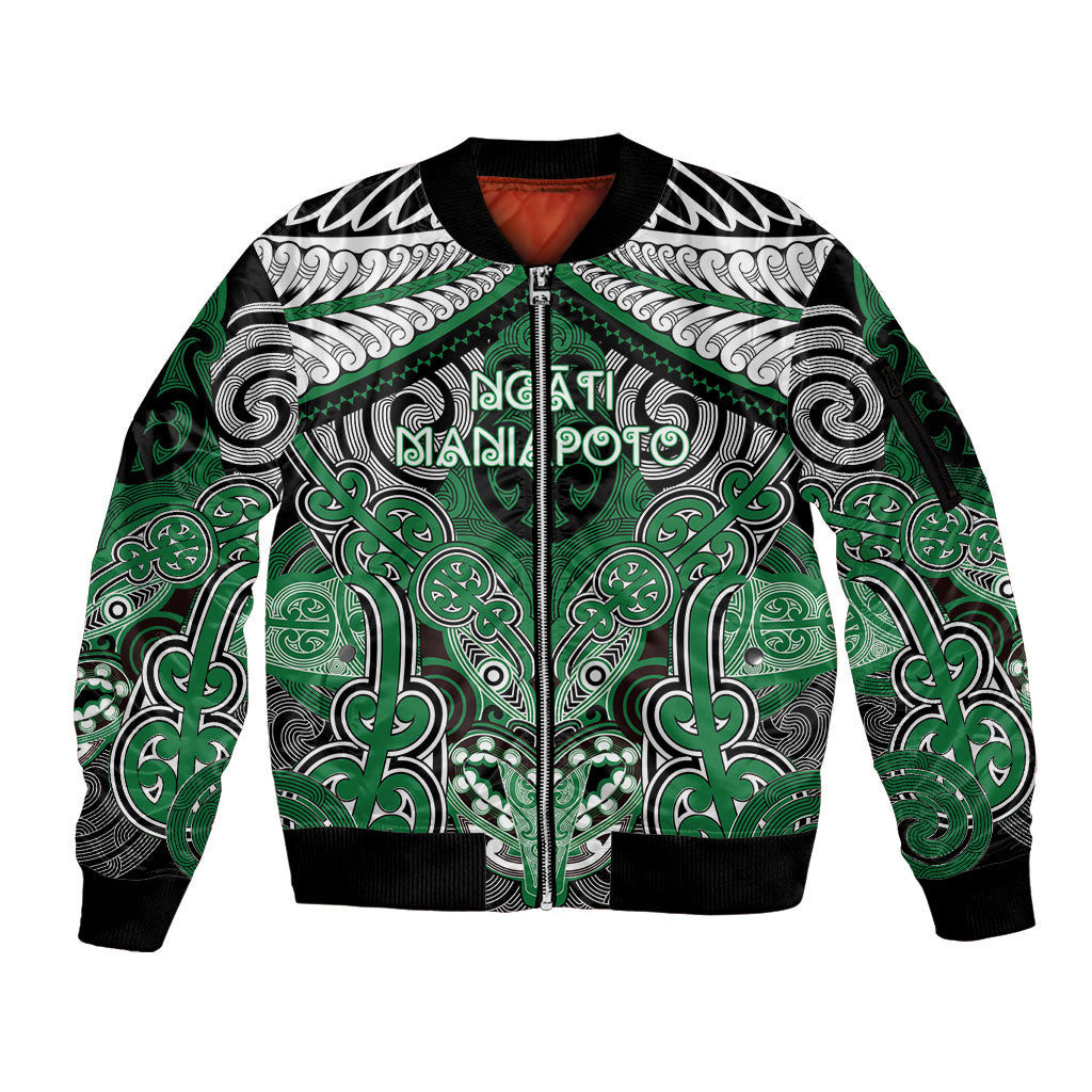 Aotearoa Iwi Ngati Maniapoto Personalised Sleeve Zip Bomber Jacket Maori Kowhaiwhai Pattern