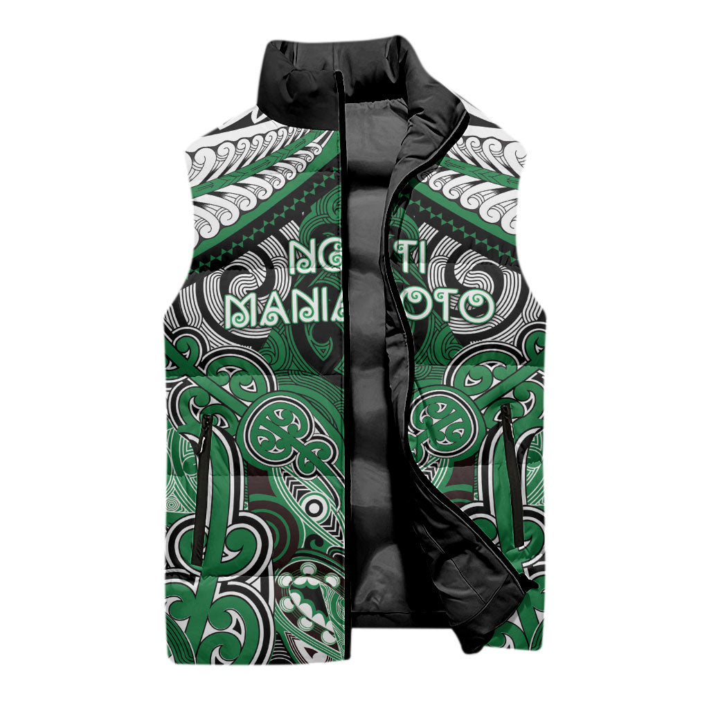 Aotearoa Iwi Ngati Maniapoto Personalised Sleeveless Puffer Jacket Maori Kowhaiwhai Pattern