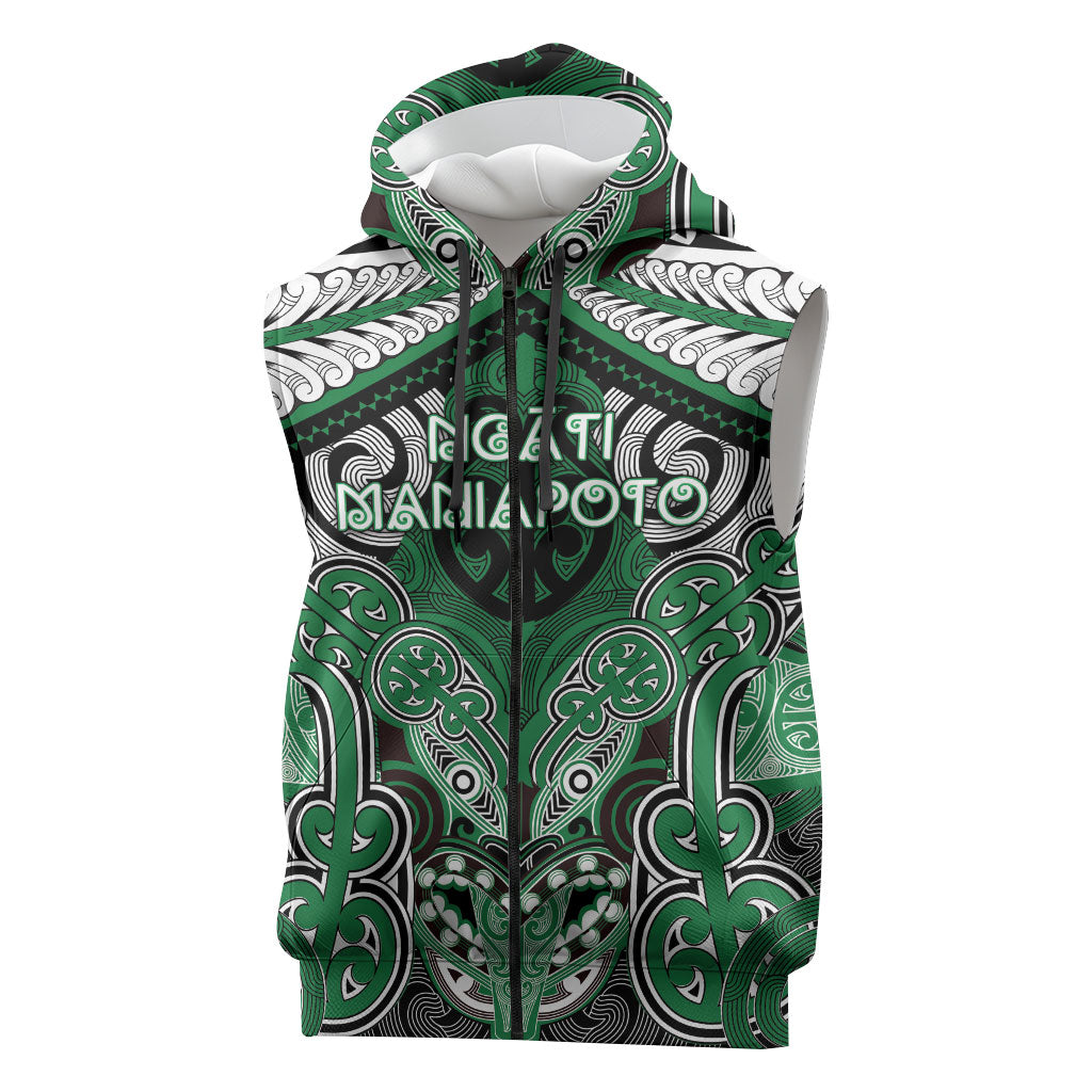 Aotearoa Iwi Ngati Maniapoto Personalised Sleeveless Zip Hoodie Maori Kowhaiwhai Pattern