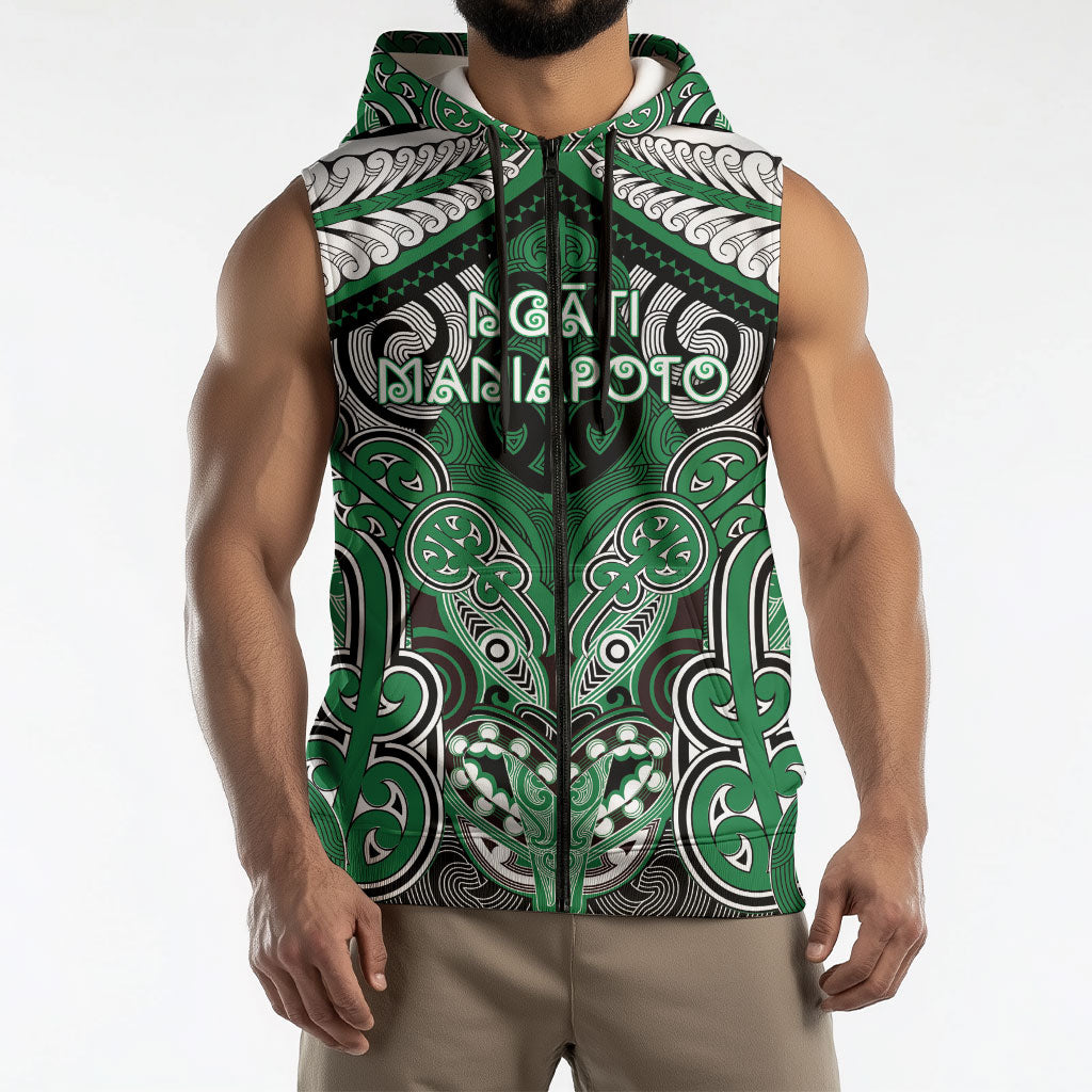 Aotearoa Iwi Ngati Maniapoto Personalised Sleeveless Zip Hoodie Maori Kowhaiwhai Pattern