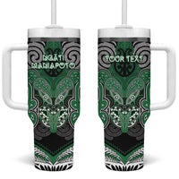 Aotearoa Iwi Ngati Maniapoto Personalised Tumbler With Handle Maori Kowhaiwhai Pattern