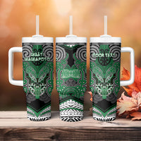 Aotearoa Iwi Ngati Maniapoto Personalised Tumbler With Handle Maori Kowhaiwhai Pattern